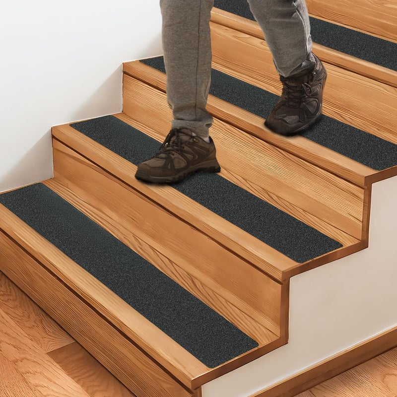 CHUANGSEED 12-Pack Non-Slip Stair Traction Tape 4''x30'' -80 Grit Outdoor Treads Grip Tape- Waterproof Heavy Duty Anti Skid Strips for Steps,Deck,Staircase - Image 1